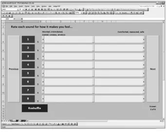 Figure 1: Experimental MS Excel Interface. 