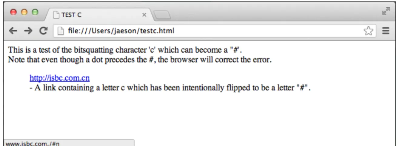 Figure 10 This time the c in .cn flips to a "#".  Despite the trailing dot after “com” the bitsquat link still functions 