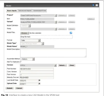 Fig. 10 Interface to create a new CAD Model in the SPDM tool