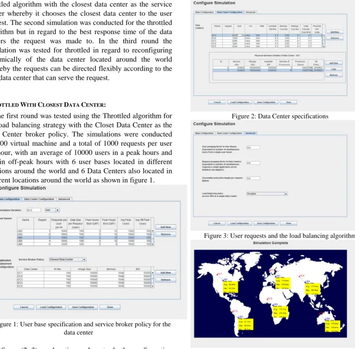 Figure 1: User base specification and service broker policy for the  data center 