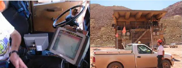 Figure 2. (left) A picture showing the installed rugged flat panel computer on a CAT 793 truck