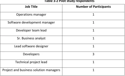 Table 3-2 Pilot study respondents 