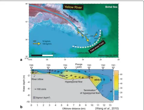 Fig. 9 Tidal shear front.stations on 18 September 1995, demonstrating the spatial pattern of a flow extending seaward beneath the ambient sea water