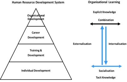 Figure 1: Human Resource Development and Organisational Learning  – Tacit Knowledge During Internalisation, Socialisation and Externalisation 