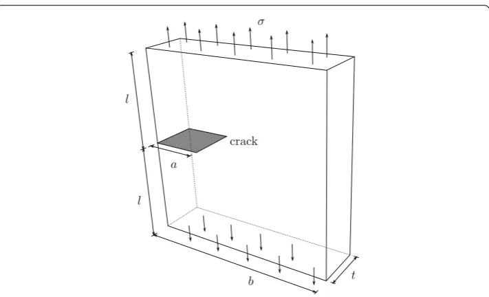 Fig. 9 Three-dimensional edge crack. This ﬁgure presents the geometry for a three-dimensional edge crackthat is used to test HNA