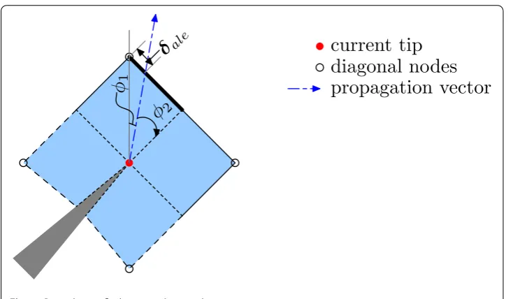 Fig. 4 Procedure to ﬁnd new crack tip nodes