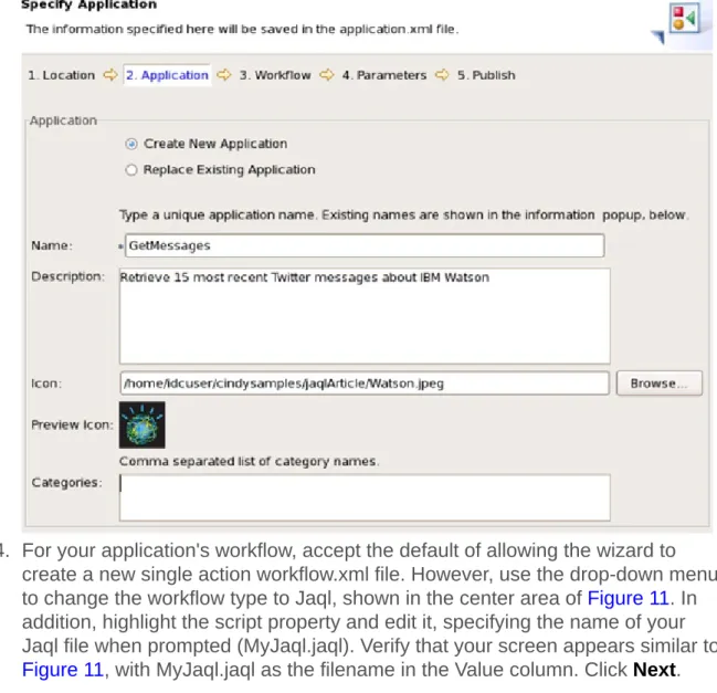 Figure 10. Specifying basic application information prior to publishing