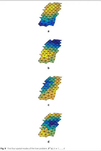 Fig. 9 First four spatial modes of the liver problem, Y k(s), k = 1, . . . , 4