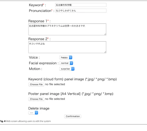 Fig. 4 Web screen allowing users to edit the system