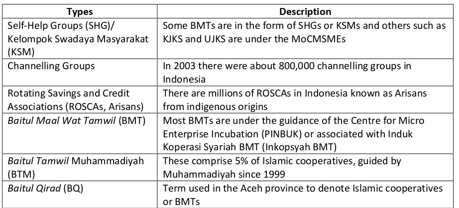 Table 2.12 Informal MFIs in Indonesia.    