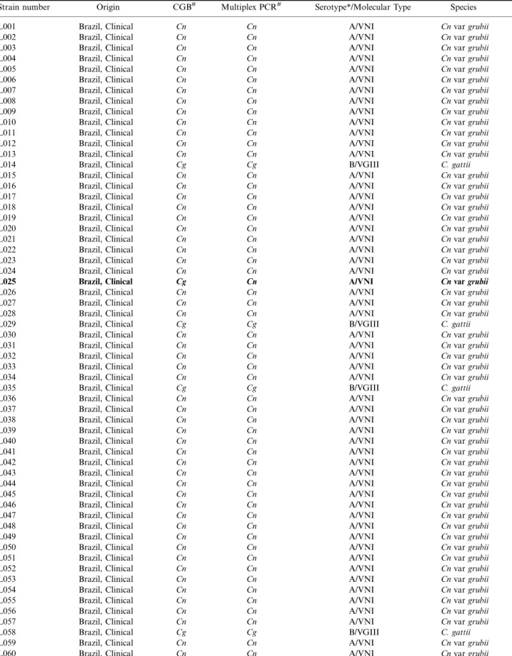 Table 1 Isolates used in this work.