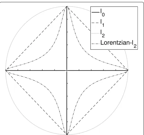 Fig. 3 Contours of several norm regularizations are discussed here