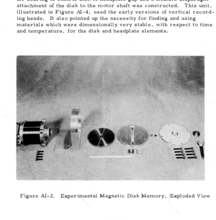 Figure  AI- 2.  Experimental  Magnetic  Disk Memory,  Exploded  View 