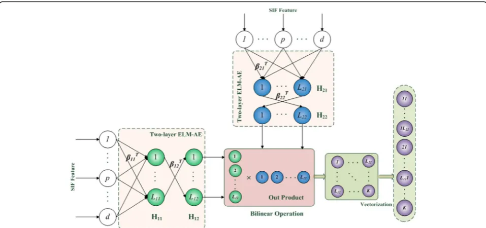 Fig. 4 Schematic diagram of the bilinear multi-column ELM-AE algorithm