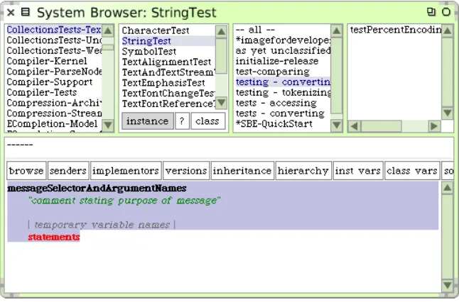 Figure 1.20: The new method template in class StringTest.