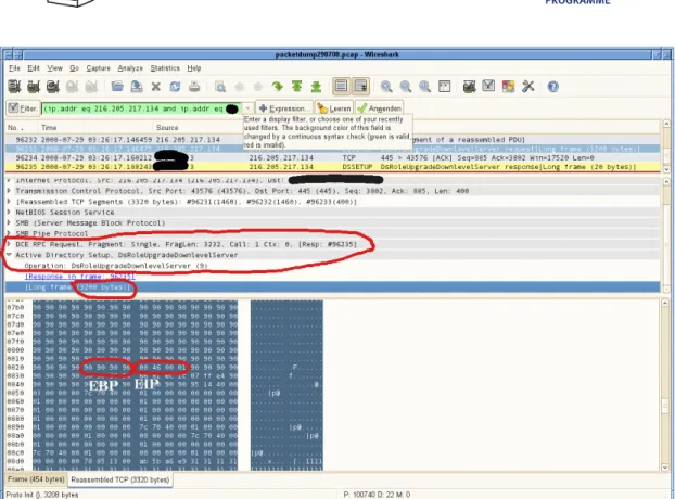 Figure 15: Analysis of the W32.Korgo worm. Shown are the detailed protocol fields as presented by wireshark.