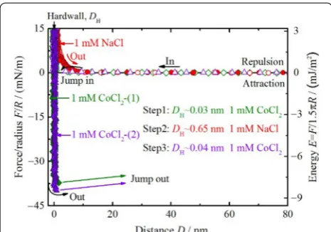 Figure 5 Force‑distance profiles between two bare mica surfaces in certain buffer solution