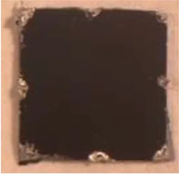 Figure 1.5: Image of a simple 2DES device. This cleaved sample is about 5 × 5 mm2with eight indium ohmic contacts placed along its periphery
