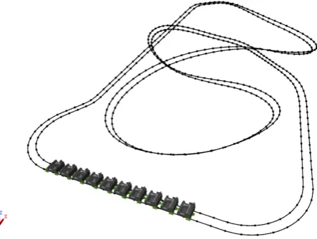 Fig. 1: Reference roller coaster track layout, the driving direction is indicated by the arrow.