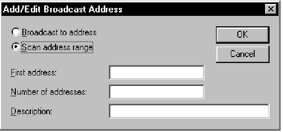 Figure 2-5: Adding an IP broadcast address