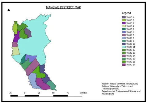 Fig. 1 Study area map (Mangwe District showing all wards)