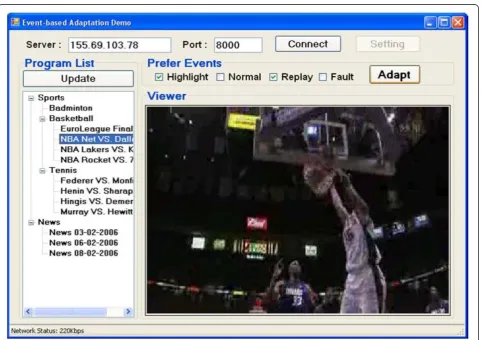 Figure 5 The GUI of the content on demand adaptation system (PC version)