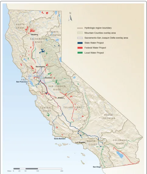 Fig. 2 California hydrological regions and water systems (source: California Climate Science and Data for Water Resources Management, 2015)