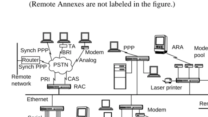 Figure 1-5. Network with Mixed Remote Annex Types