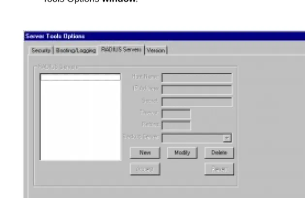 Figure 2-3. The Radius Servers Dialog Box