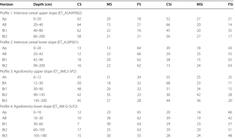 Table 4 Grain size fractionation of sand (>0.05 mm) and silt (0.05–0.002 mm) particles (%)