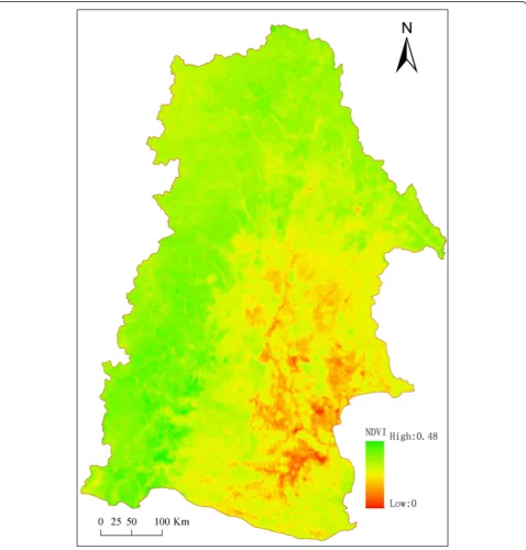 Fig. 2 Average NDVI of the Nenjiang River Basin in 1998