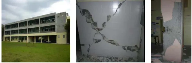 Figure 1.1. Elementary school severely damaged by the Mw (moment magnitude) 7.0 Tahiti earthquake of January 12, 2010, showing the localized shear failure on shear wall system and a column on second floor (from USGS/EERI report 2010)