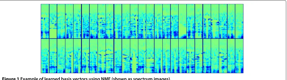 Figure 1 Example of learned basis vectors using NMF (shown as spectrum images).