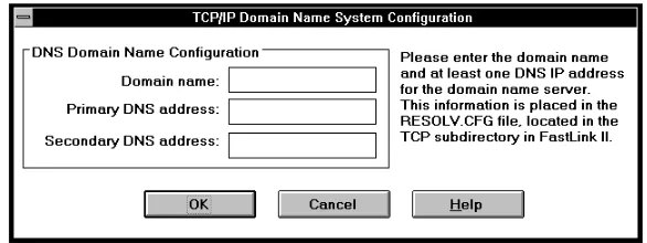 Figure 3: TCP/IP Domain Name System Configuration Dialog