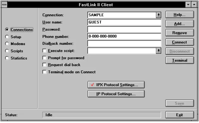 Figure 2: Connections Dialog