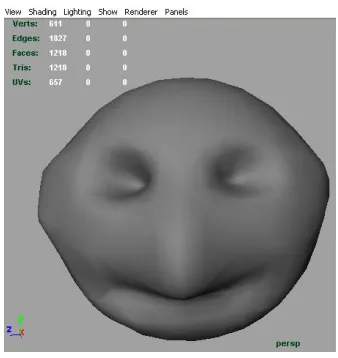 Fig 4.3.3 Face model with no of Polygons:718 