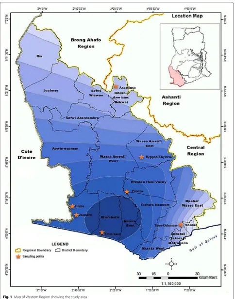 Fig. 1 Map of Western Region showing the study area