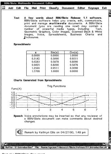 Figure 1-2 Part of a BBNISlate Document 