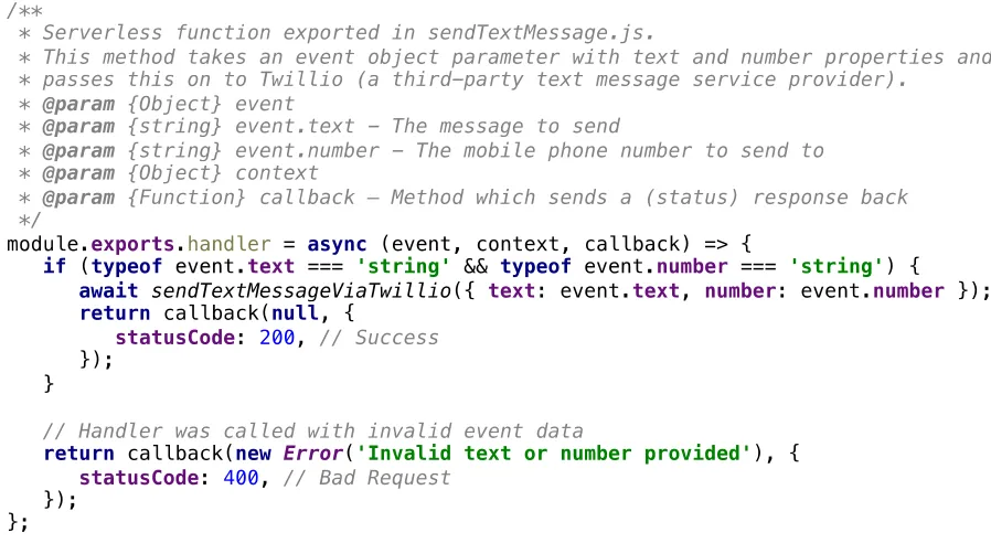 Figure 1 Serverless function example 