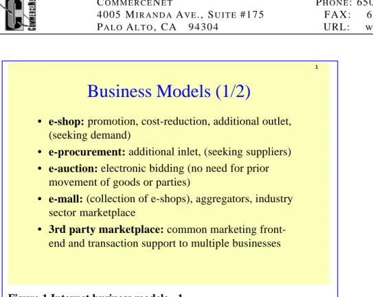 Figure 1 Internet business models - 1