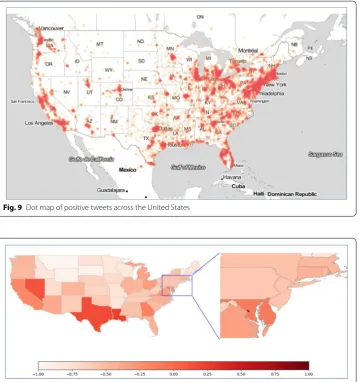 Fig. 9 Dot map of positive tweets across the United States