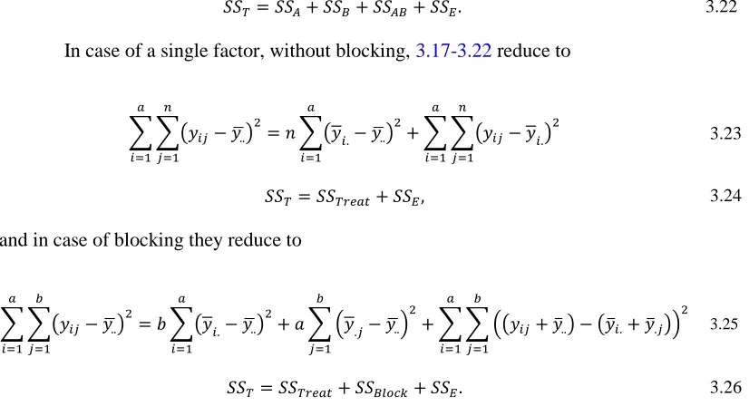 Table 3.4. Test statistic calculations of a fixed effects two-way ANOVA model.