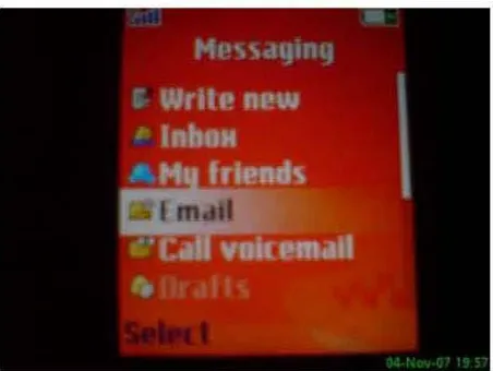 Figure 6. Email Client inbox on mobile phone 