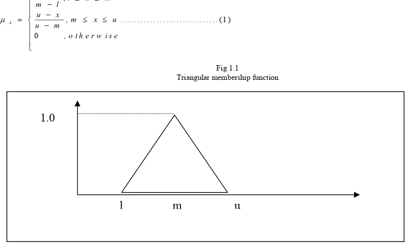 Fig 1.1 Triangular membership function 