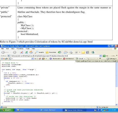 Figure 3. Colorization of tokens by SCodeMnt demo1ai.cpp /html 