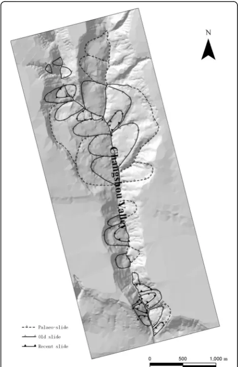 Fig. 2 Landslide inventory mapping in the Changshougou valley