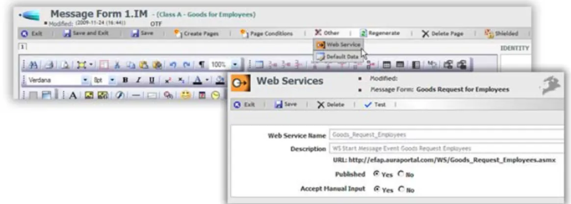 Figure 4. Message Form Web Service creation. 
