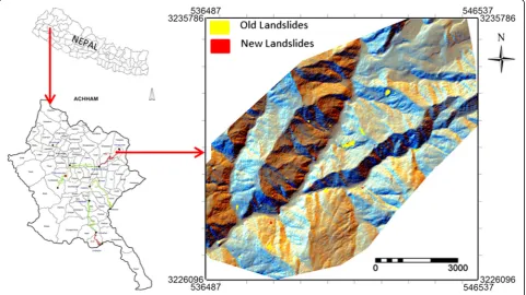 Fig. 1 Location of study area along with old and new landslides