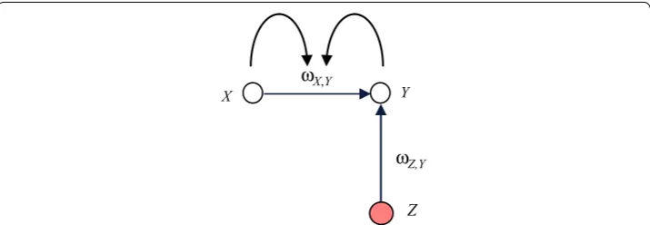 Fig. 2 Graphical conceptual representation with state ΩX,Y representing an adaptive connection weight ωX,Y