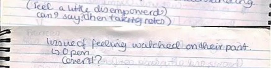 Figure 5: Journal notes - introducing research to WAC. 